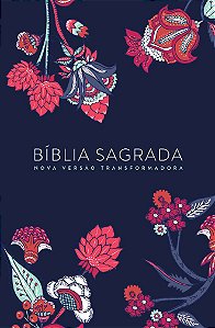Bíblia Sagrada, Tamanho Médio Capa Dura Indian Flowers Azul Marinho (Sem Índice) - NVT
