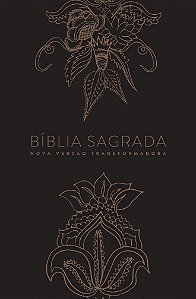 Bíblia Sagrada, Tamanho Médio Capa Dura Indian Flowers Dourada (Sem Índice) - NVT