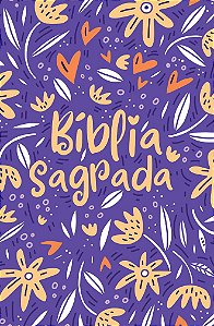 Bíblia Sagrada, Tamanho Médio Capa Dura Jardim da Vida Roxo (Sem Índice) - NVT
