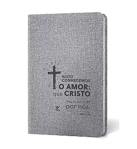 Bíblia Sagrada João 3:16, Capa Semi-Luxo Cinza Slim, AEC