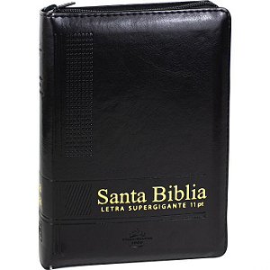 Santa Biblia letra super gigante 11pt / Espanhol, SBB Capa Luxo Preta com Zíper, Tamanho Pequeno - Reina Valera