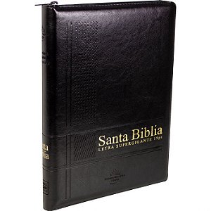 Santa Biblia Supergigante / Espanhol,SBB, Capa Luxo Preta, Com Zíper, Tamanho Grande, Com Índice - Reina Valera