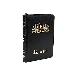 A Bíblia do Pregador SBB, Tamanho Médio, Capa Couro Sintético Preta com Zíper, Letra Normal, Almeida ARC