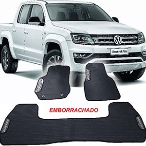 Tapete Emborrachado Ecológico Jogo 3 peças Cobre Túnel Amarok Cabine Dupla 2010-2019