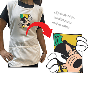 Avental Branco 3 Bolsos Oxford Personalizado com Imagem Animais e Desenhos fofos Escolha o Modelo de Imagem no Anuncio