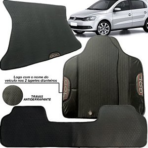 Tapete Emborrachado Ecológico KIT 3 Peças + Tapete Porta Malas Gol G6 2013-2018