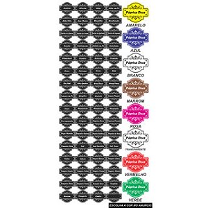 Cartela com 63 Etiquetas Adesivas para Temperos – 5x4cm – À Prova d’Água – Diversas Cores