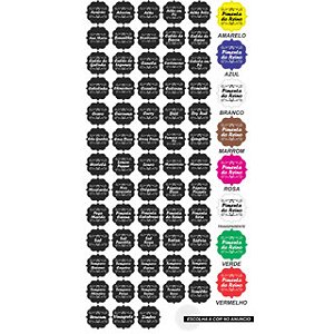 Cartela com 63 Etiquetas Adesivas 5x5cm para Temperos – À Prova d’Água – Cores Variadas – Organização para Potes e Mantimentos