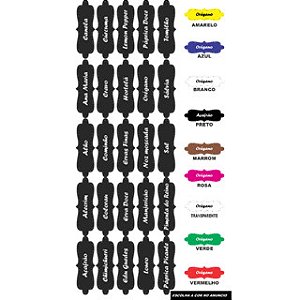 Cartela com 25 Adesivos 6x2cm para Temperos | Etiquetas Autocolantes à Prova d’Água para Potes, Condimentos e Mantimentos | Cores Variadas