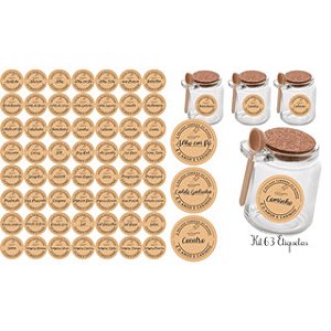 Kit 63 Adesivos Redondos para Potes de Tempero e Condimentos Rose 3,5x3,5cm – À Prova d’Água