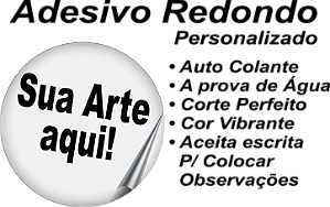 Sua Arte Aqui - Adesivo Redondo a Prova D´agua em Vinil com Cores Vivas e Corte Impecável Vários tamanhos