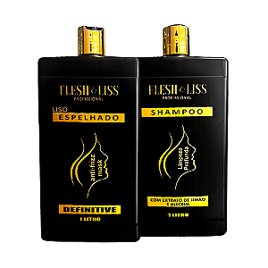 Kit Escova Definitiva Black Edition + Shampoo | Alisamento 100% Espelhado | 1 Litro