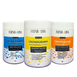 Kit Cronograma Capilar Vegano - Hidratação 1kg | Nutrição 1kg | Restauração 1kg