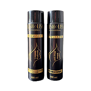 Kit 300ml Escova Definitiva Black Edition + Shampoo | Alisamento 100% Espelhado | Resultado Profissional