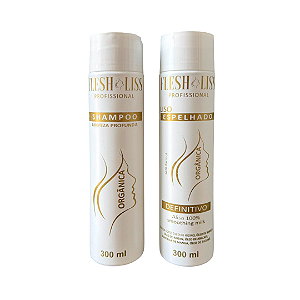 Kit 300ml Escova Definitiva Orgânica + Shampoo | Alisamento Orgânico 100%