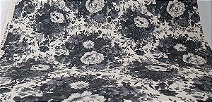 Flowers Vintage B/W. Alg+Linho Japonês.  AA074 (50x110cm)