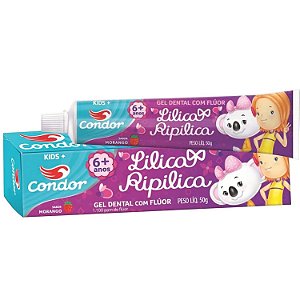 GEL DENTAL COM FLUOR LILLICA RIPILICA 50G SABOR MORANGO