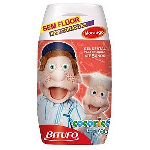 GEL DENTAL BITUFO COCORICO SEM FLUOR MORANGO 90G