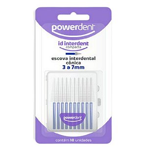 ESCOVA POWERDENT INTERDENTAL CONICA 3 A 7MM AZUL 10UN R:1240