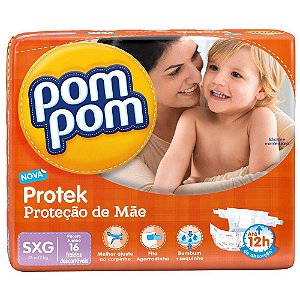 FRALDA POM POM PROTEK BABY ECONOMICA SXG C/16 UNIDADES