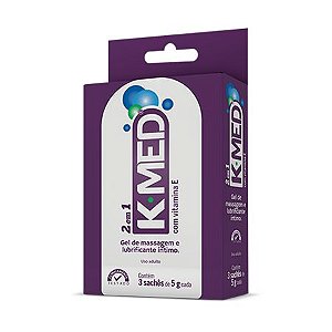 Lubrificante K-Med Gel 2 em 1 com 3 Sachês 5grs cada