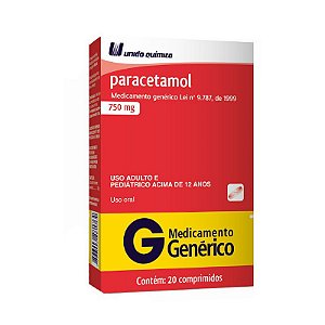 PARACETAMOL 750MG 20CPR - UNIAO QUIMICA