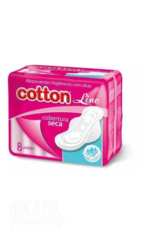 ABSORVENTE COTTON LINE C/ 8UN SUAVE COM ABAS - CX COM 60 UN