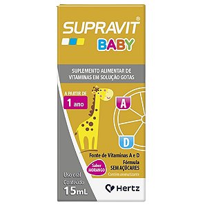 SUPRAVIT BABY A e D GOTAS 15ML SABOR MORANGO HERTZ