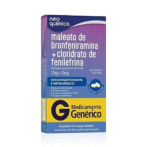 BRONFENIRAMINA + FENILEFRINA 12CPR - NEOQUIMICA