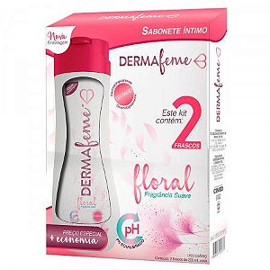 KIT SABONETE INTIMO DERMAFEME FLORAL 200ML CADA