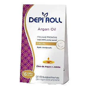 FOLHAS PRONTAS FACIAL DEPIL ROLL ARGAN 16 FOLHAS