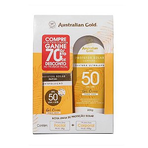 KIT PROTETOR SOLAR  AUSTRALIAN GOLD FPS 50 FACIAL 50G + COPORAL 200G