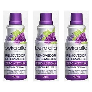 Beira Alta Zero Acetona Remov Esmaltes Uva 90ml (kit C/03)