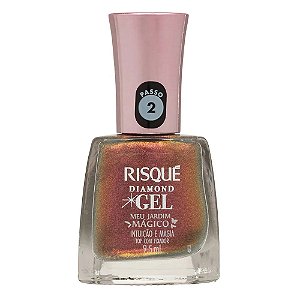ESMALTE RISQUE DIAMOND GEL MEU JARDIM MAGICO TOP COAT INTUICAO MAGIA 9,5ML