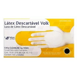 LUVA DE LATEX  VOLK DESCARTÁVEL  TAM .6 (EP) COM PO 100UN