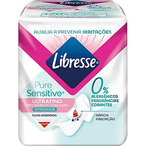 ABSORVENTE LIBRESSE ULTRAFINO PURE SENSITIVE EXTRA SUAVE DIA COM ABAS 10UN