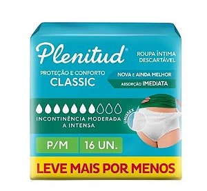 FRALDA PLENITUD ADULTO CLASSIC P/ M 16 UNIDADES