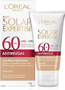 PROTETOR SOLAR LOREAL EXPERTISE FPS 60 COM COR ANTIRRUGAS 40G