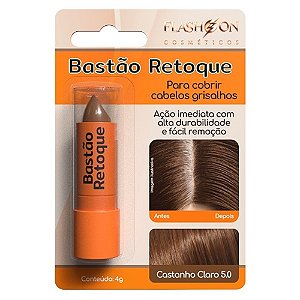 BASTAO RETOQUE CAPILAR FLASH ON 5.0 CASTANHO CLARO 4G