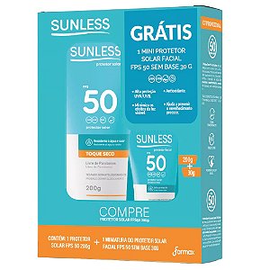 KIT PROTETOR SOLAR SUNLESS FPS50 CORPORAL 200G + GRATIS FACIAL 30G