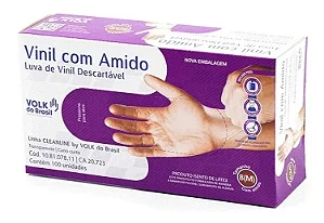 LUVA VINIL VOLK M COM AMIDO 100UN