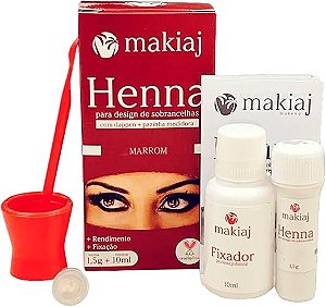 KIT HENNA DE SOBRANCELHA +FIXADOR MARROM MAKIAJ