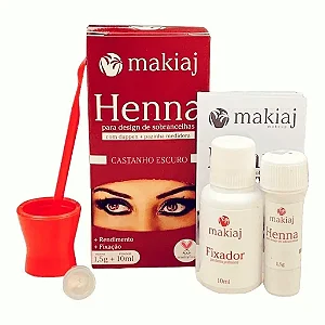 KIT HENNA SOBRANCELHA+ FIXADOR CASTANHO ESCURO MAKIAJ