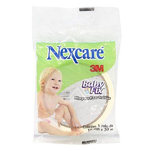 Fita Crepe Baby Fix Branca Nexcare 3M 19mm x 20m