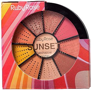 PALETA DE SOMBRAS RUBY ROSE SUNSET 9 CORES+PRIMER HB-9986/3