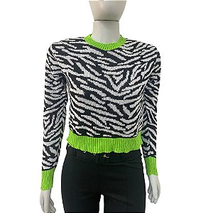 Suéter de Zebra Verde Neon