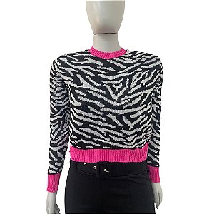 Suéter de Zebra Rosa Neon