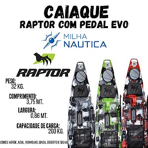 Caiaque Raptor Milha Nautica com pedal Evo drive