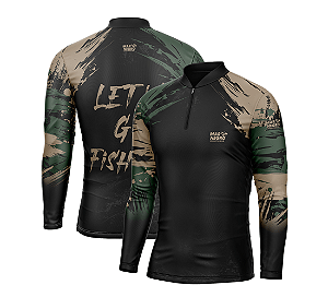 Camiseta Masculina MAR NEGRO Let's Go Fishing Camuf verde  P