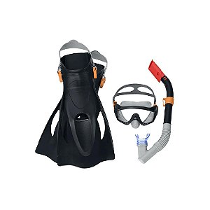 KIT SNORKEL + MASCARA  + PES DE PATO SPARK WAVE PRETO